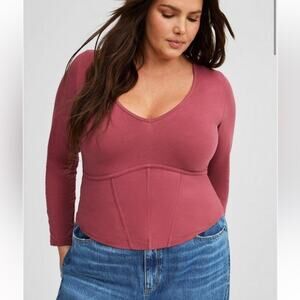 Torrid Maroon Foxy V-Neck Corset Top